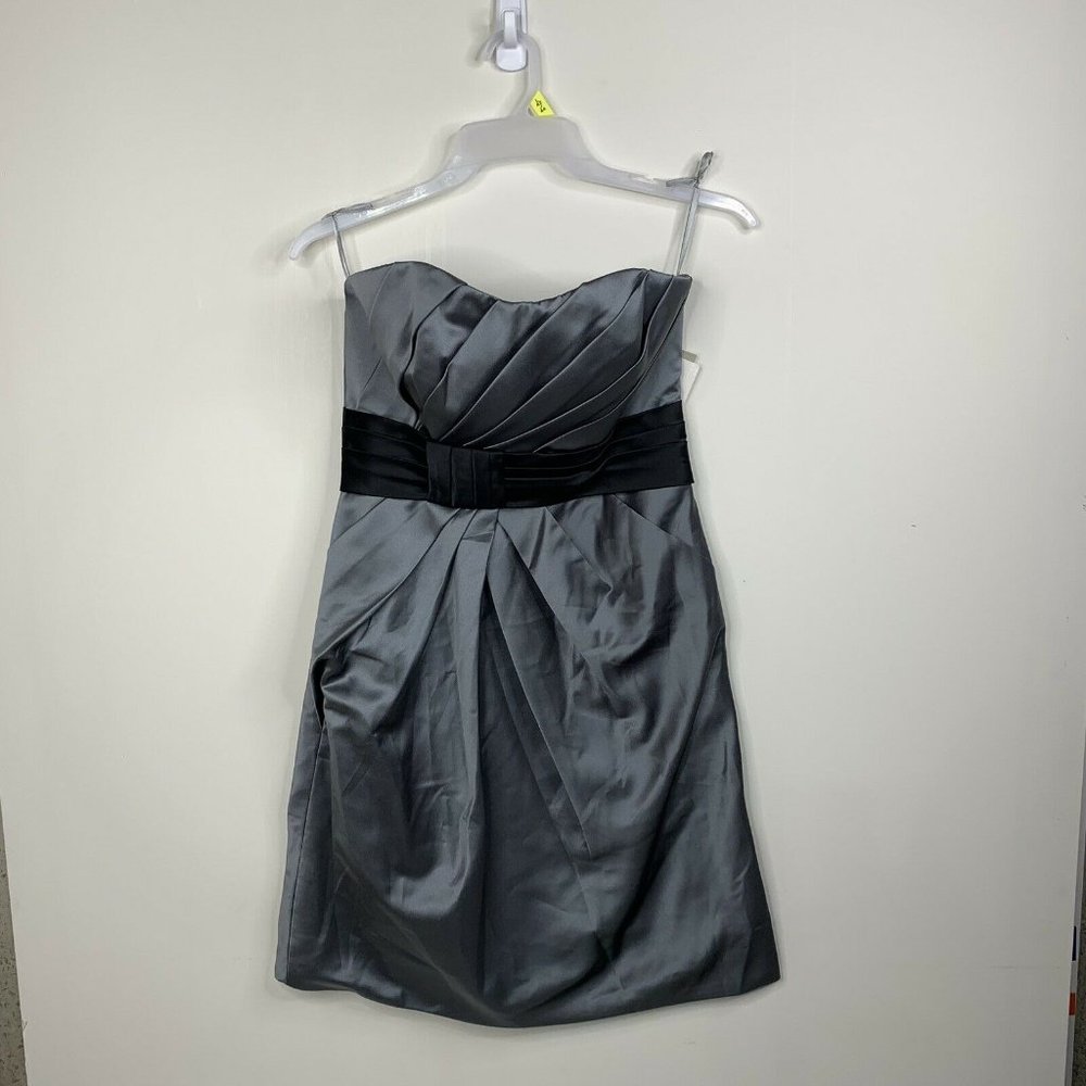 NWT Allure Bridals Bridesmaid Dress Womens 12 Charcoal/Black Style No 1308